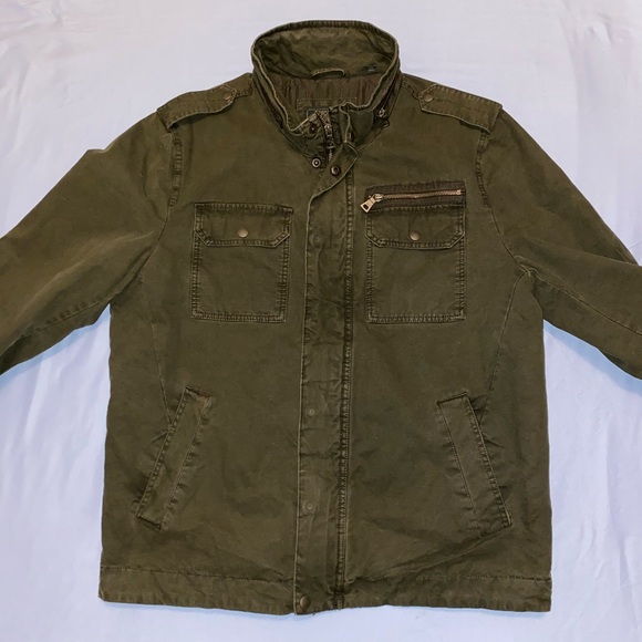 G.H. Bass & Co. Men’s Military Field Jacket Green Olive Large Full Zip Pockets - Picture 4 of 16